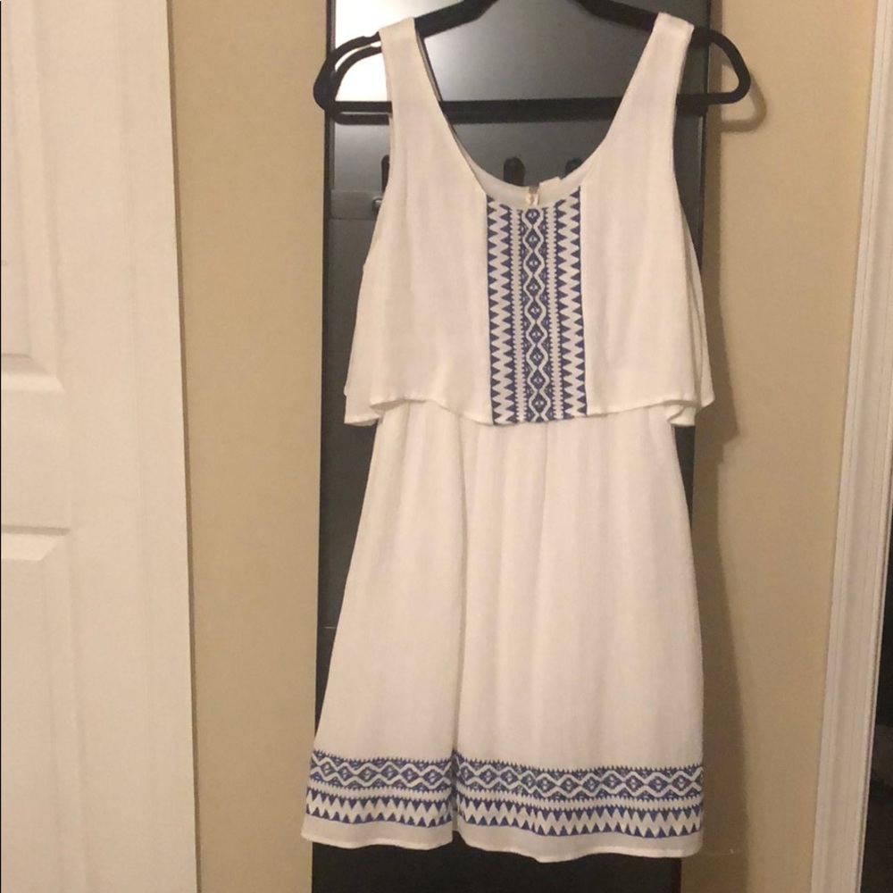 White and blue boho dress